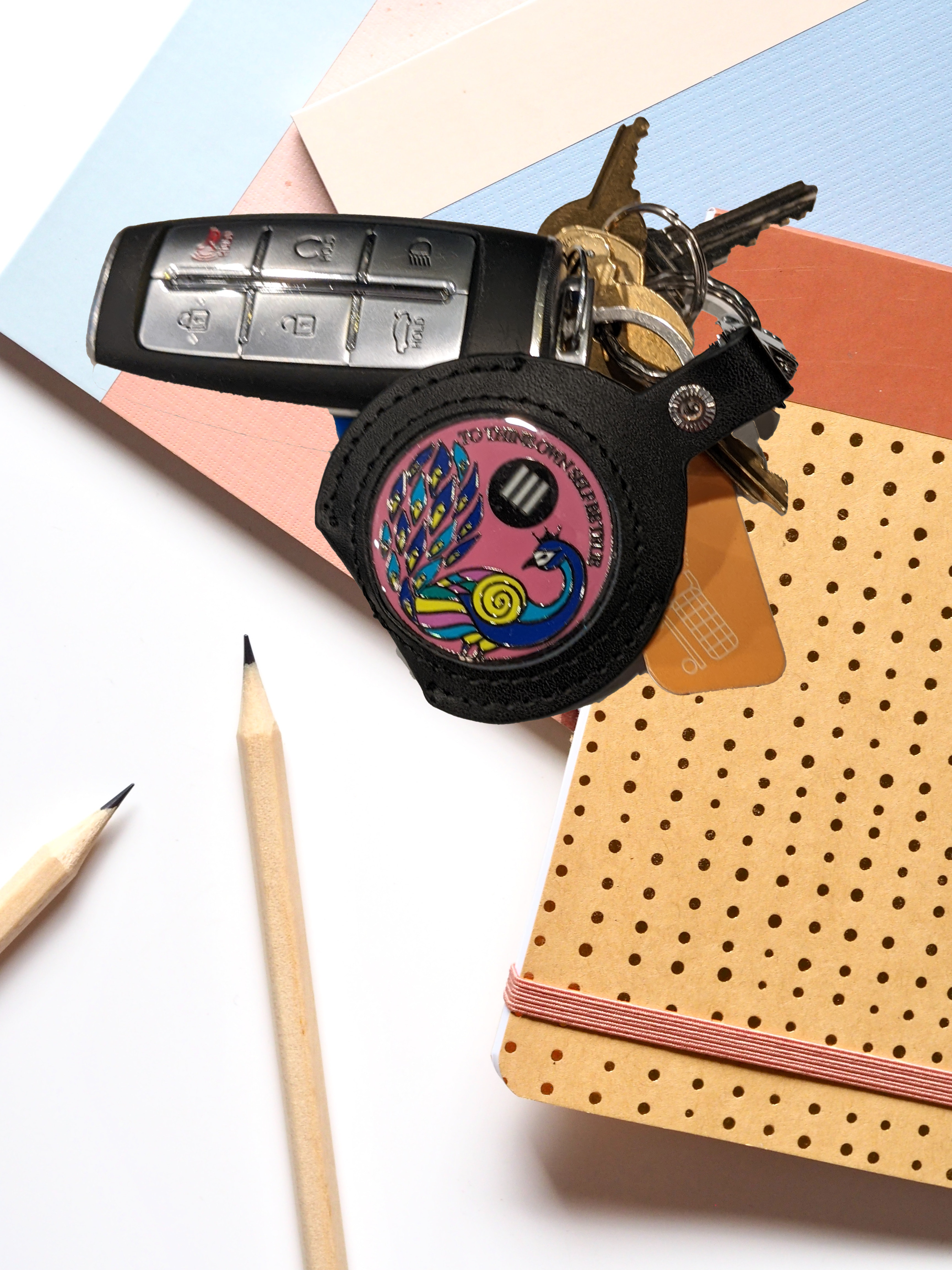 AA Coin Leather Keychain Holder for Sobriety Tokens