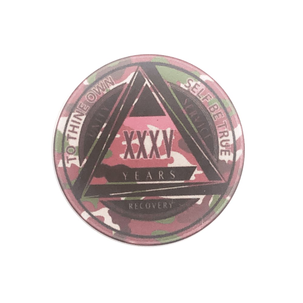 Pink Camo AA Coin 1-50yrs Sobriety Chip