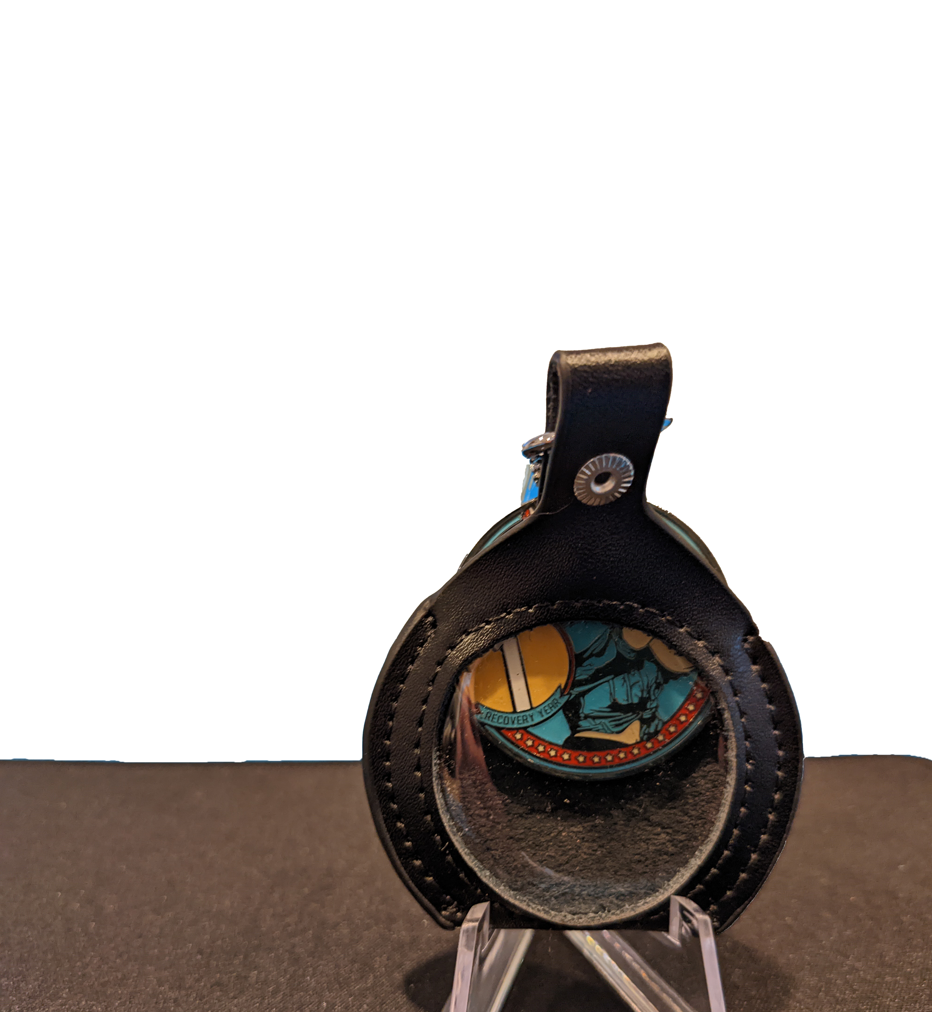 AA Coin Leather Keychain Holder for Sobriety Tokens