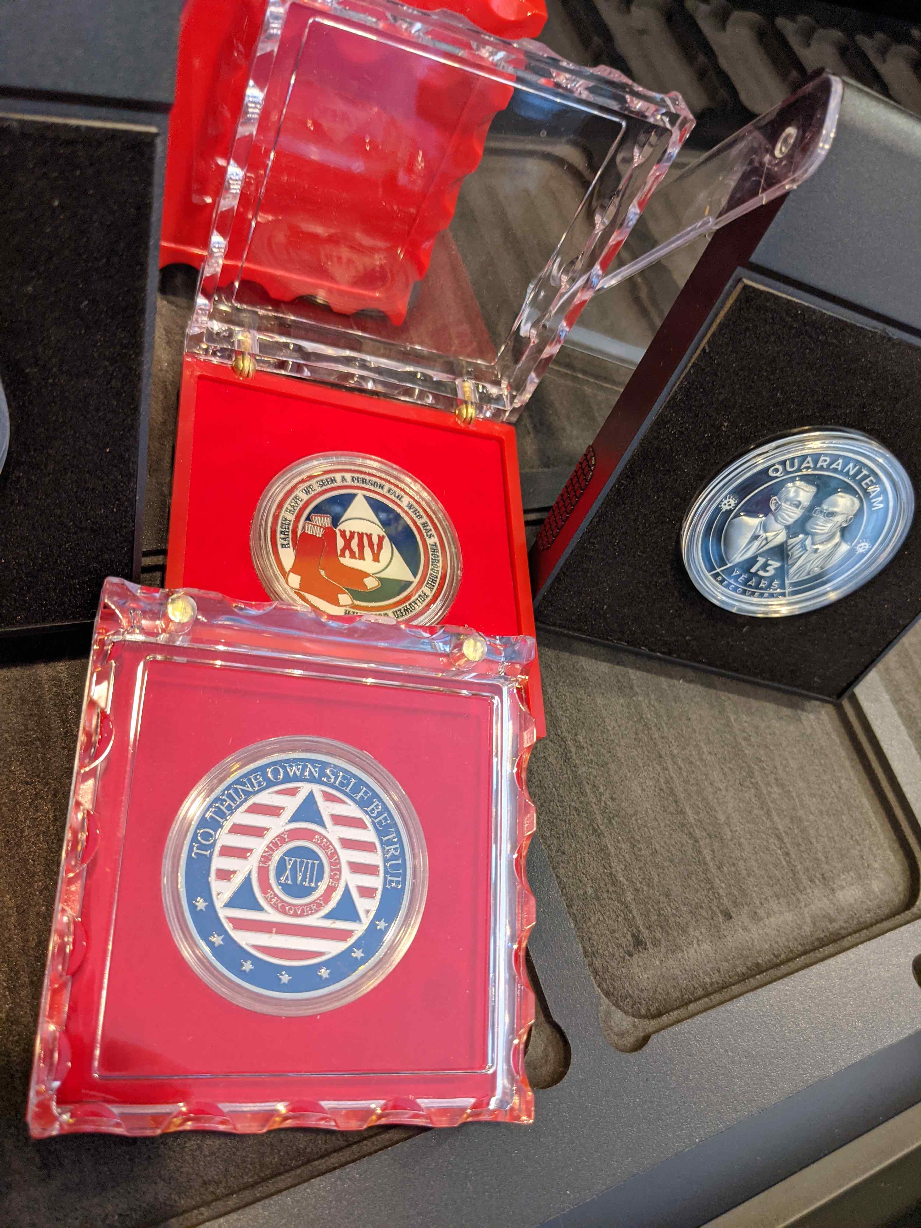 Red and Black Coin Case Holders