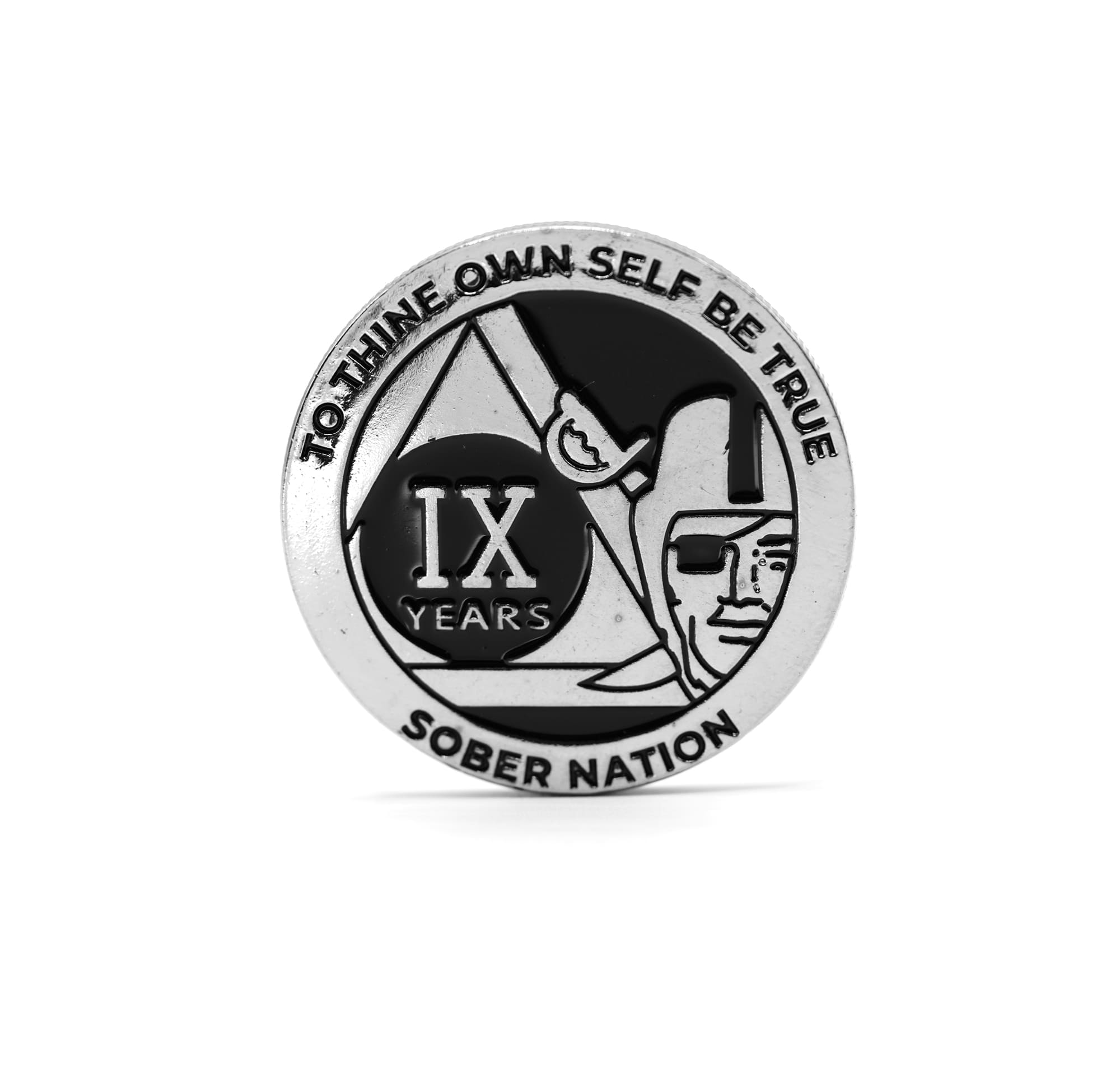 Silver and Black Raider Pirate Alcoholics Anonymous AA Chip