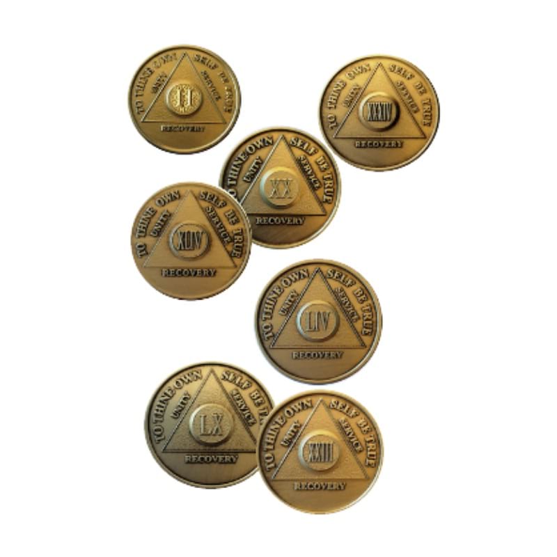 Bronze AA Coin 24hr-60yrs Sobriety Chip