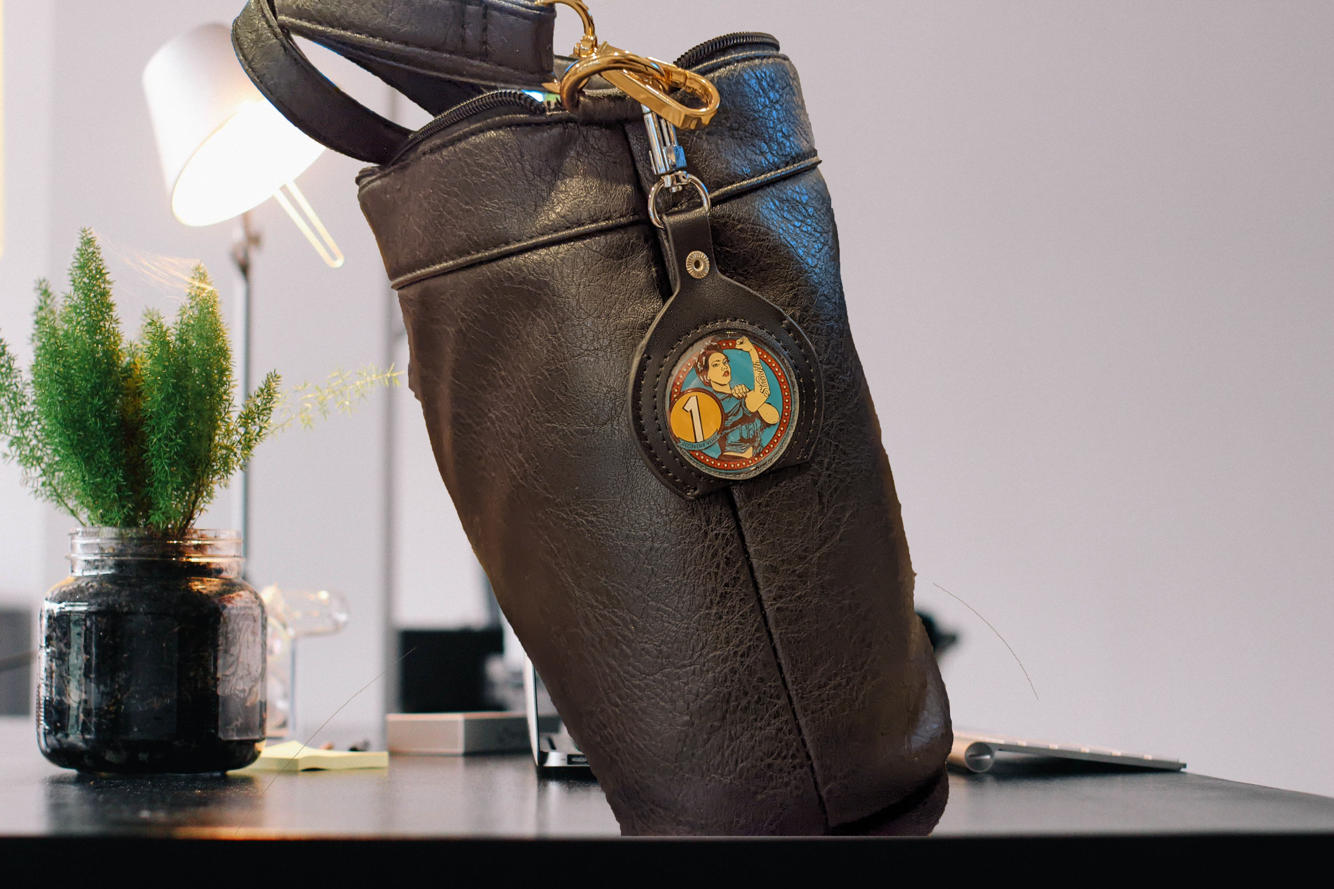 AA Coin Leather Keychain Holder for Sobriety Tokens