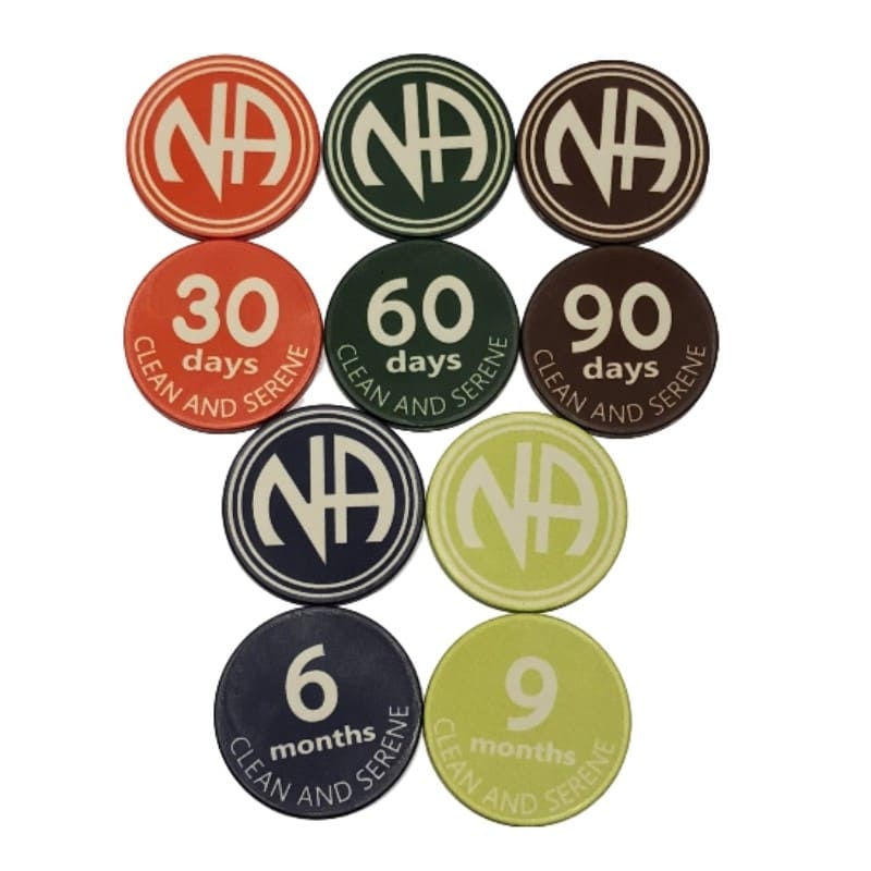 5-Piece Complete NA Sobriety Chip Set